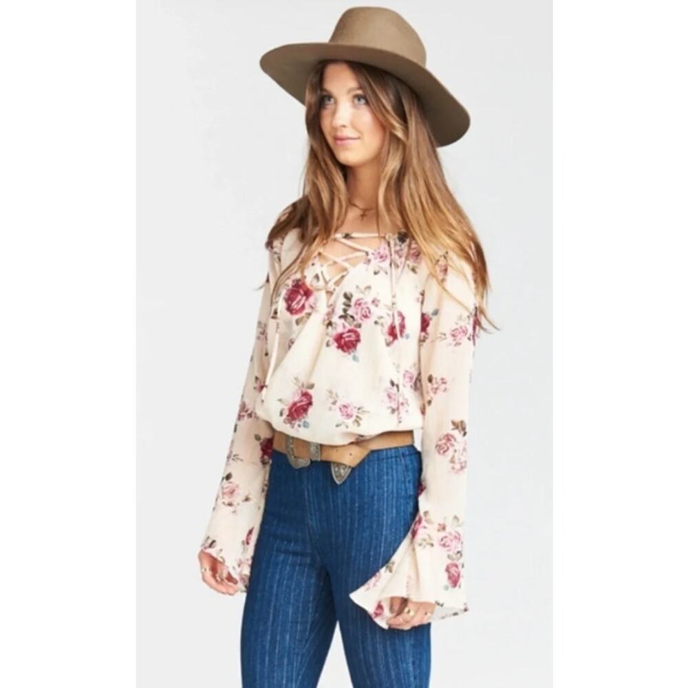 Show Me Your Mumu The Zuko Floral Top Gold Threads size XS